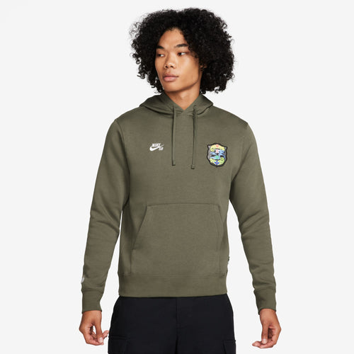 Nike SB - Olympic Pullover Hooded Sweatshirt - Medium Olive / White