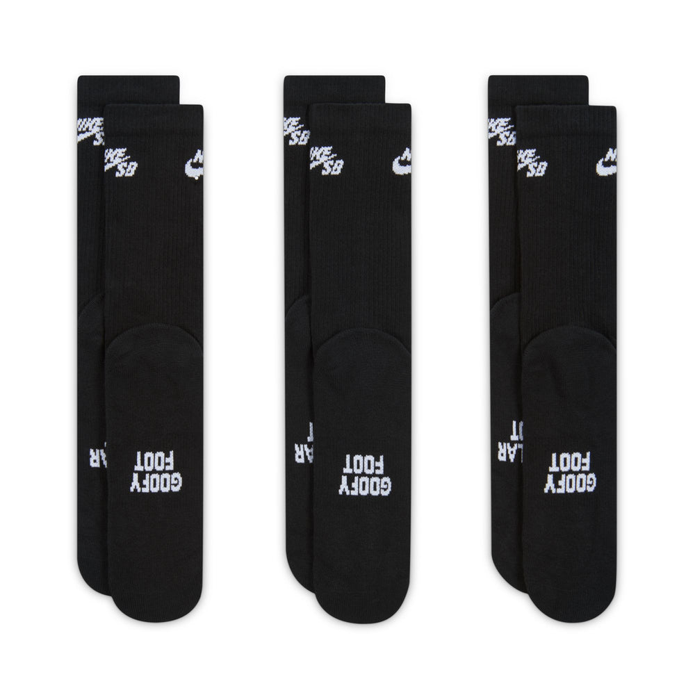 Nike SB - Everyday Elevated Cushioned Socks (3 Pack) - Black