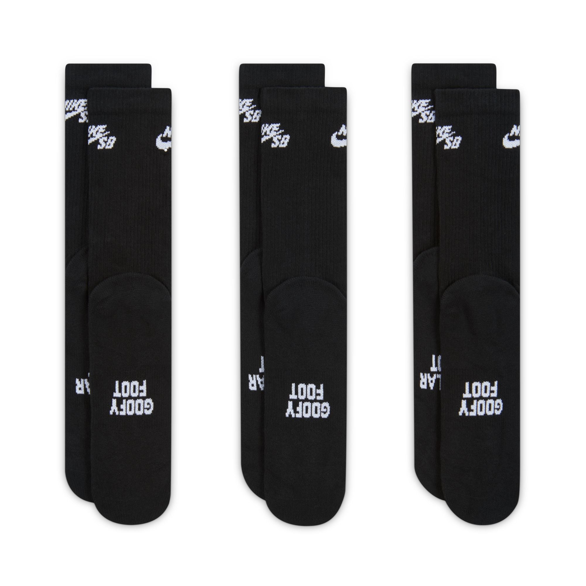 Nike SB - Everyday Elevated Cushioned Socks (3 Pack) - Black