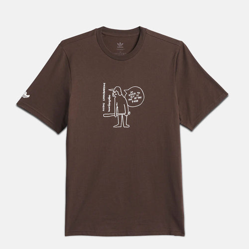 Adidas Skateboarding - Shmoofoil Out Of The Park T-Shirt - Dark Brown / Core White