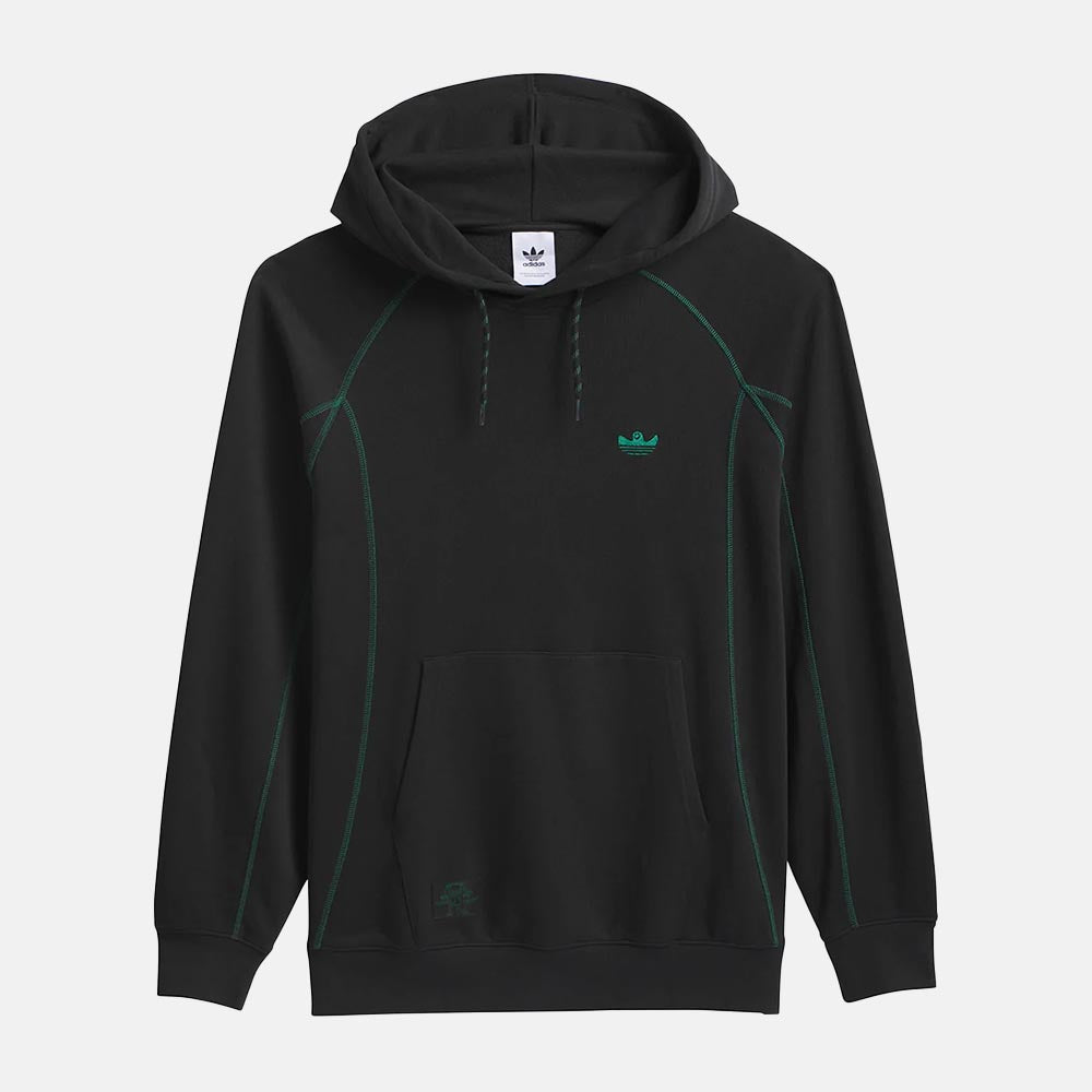 Adidas Skateboarding - Shmoo Featherweight Pullover Hooded Sweatshirt - Black / Dark Green