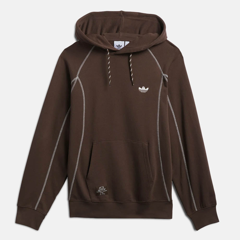 Adidas Skateboarding - Shmoo Featherweight Pullover Hooded Sweatshirt - Dark Brown / Core White