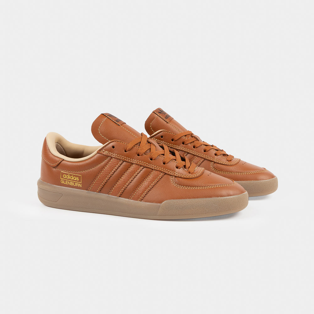 Adidas Skateboarding Dusky Bronze Premium Brown Leather Glenburn Skate Shoes