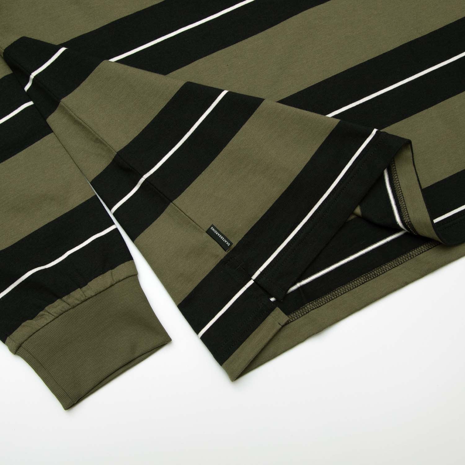Adidas Skateboarding - Shmoofoil Rugby Shirt - Olive Stripe / Black / White
