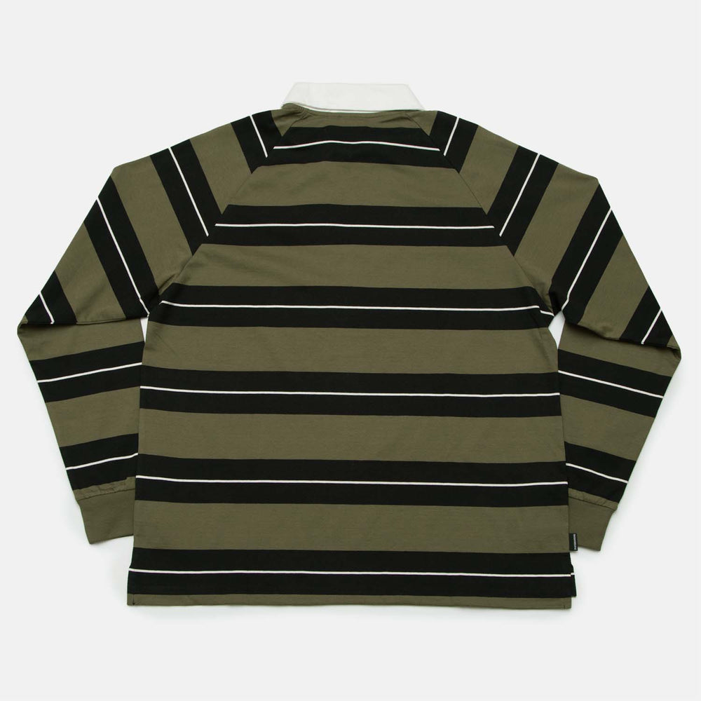 Adidas Skateboarding - Shmoofoil Rugby Shirt - Olive Stripe / Black / White
