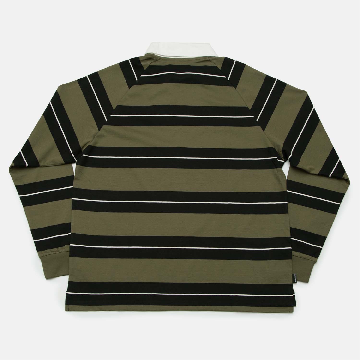 Adidas Skateboarding - Shmoofoil Rugby Shirt - Olive Stripe / Black / White