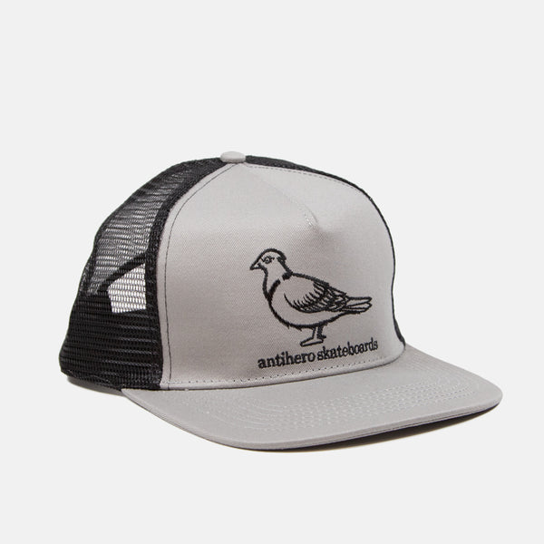 Anti Hero Skateboards - Basic Pigeon Round Meshback Trucker Cap - Silver / Black