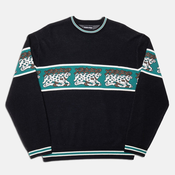 Pass Port Skateboards - Antler Knitted Jumper - Black / Teal