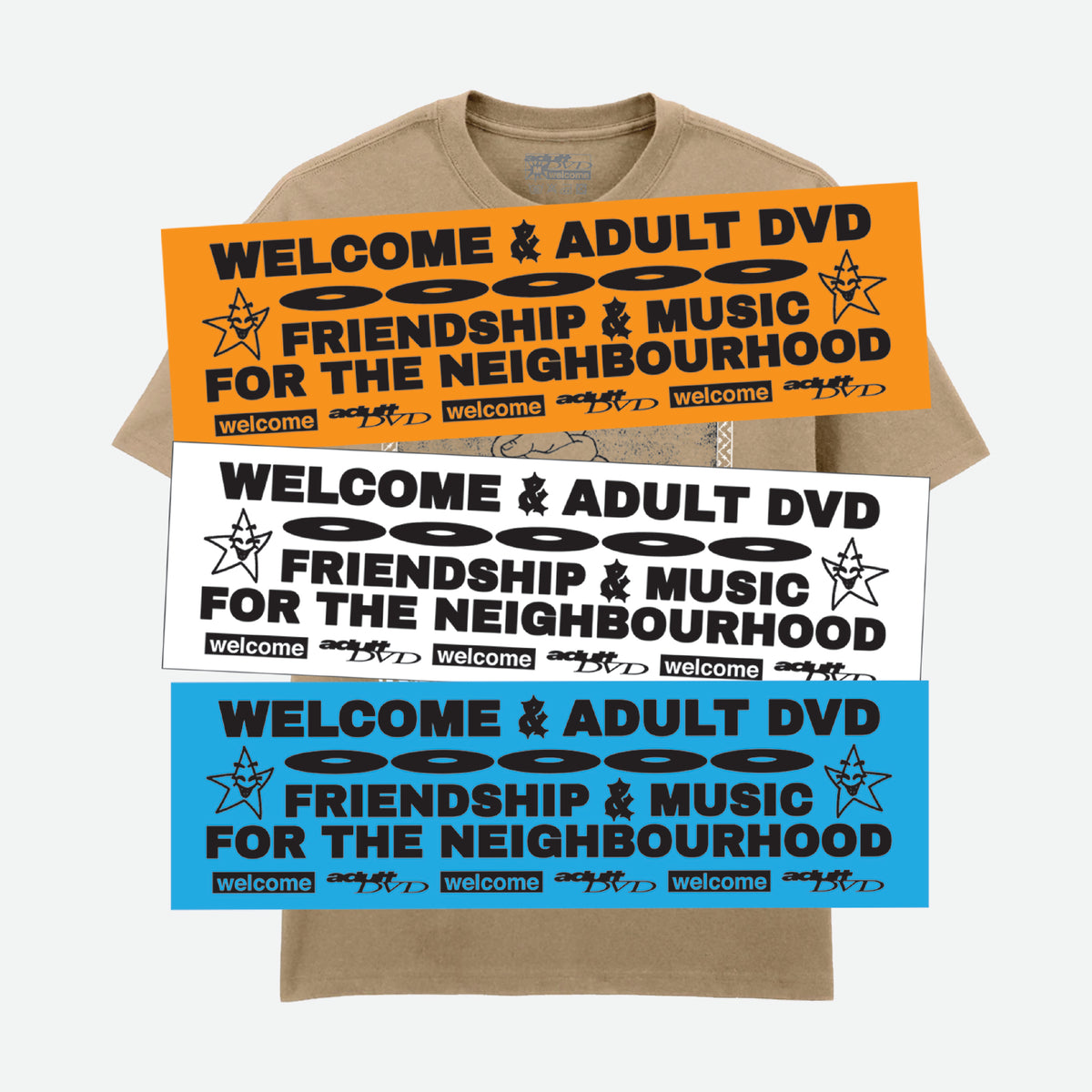 Welcome Skate Store - Adult DVD 'Together' T-Shirt - Tan