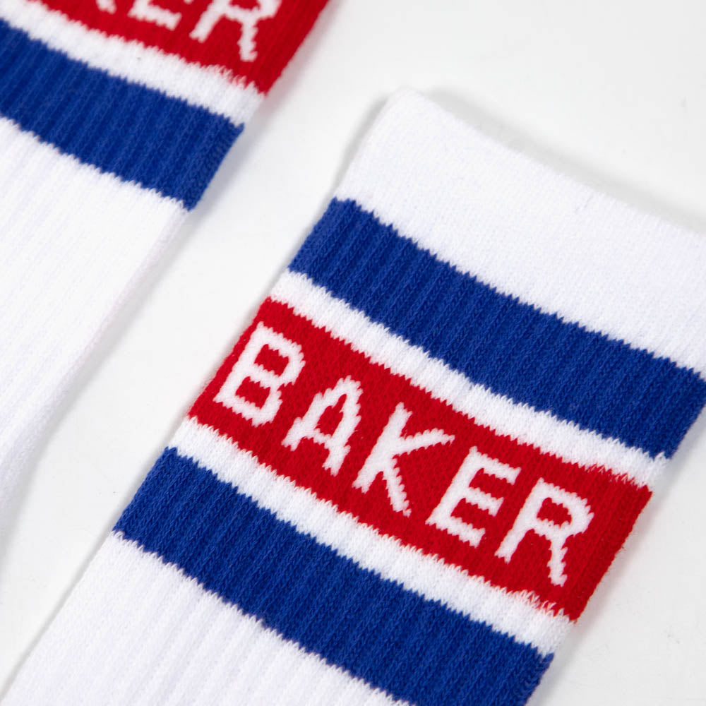 Baker Skateboards - Red Stripe Socks - White