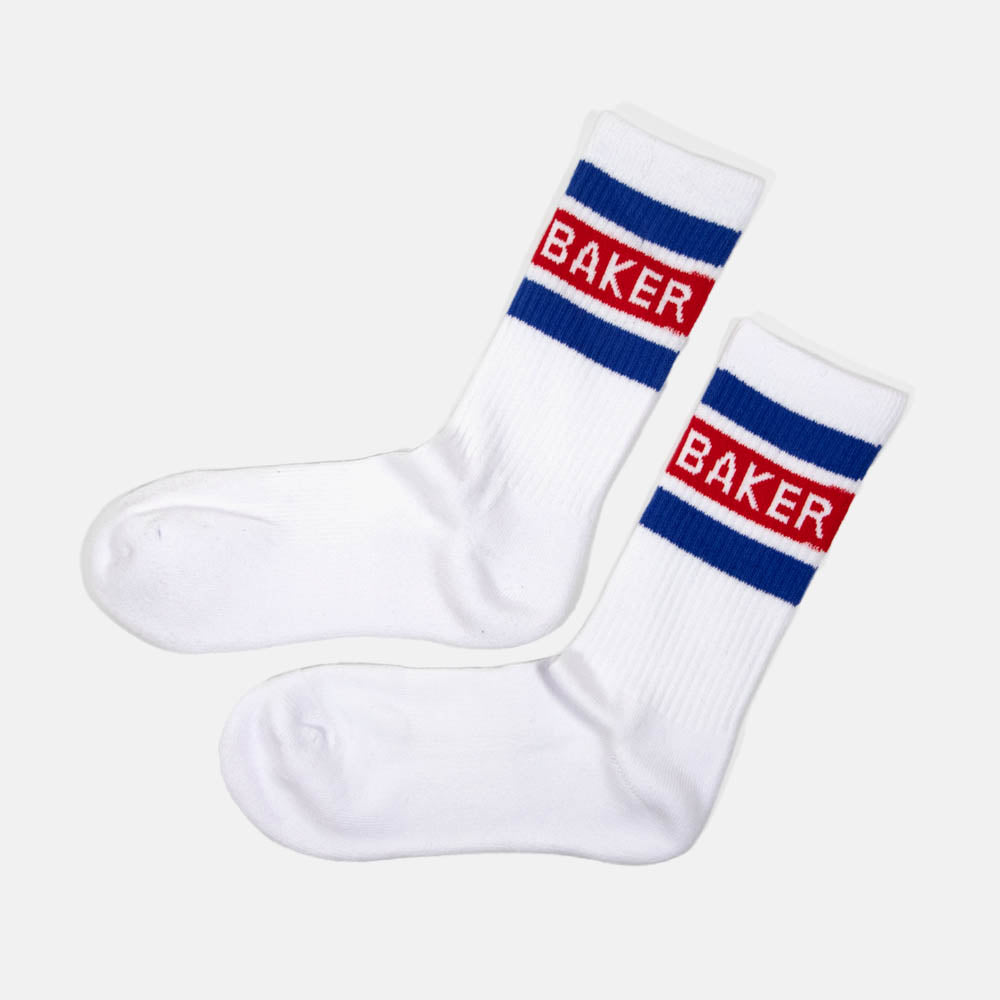 Baker Skateboards - Red Stripe Socks - White