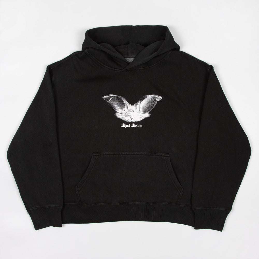 Short Straw - Bat Hooded Sweatshirt - Black / White