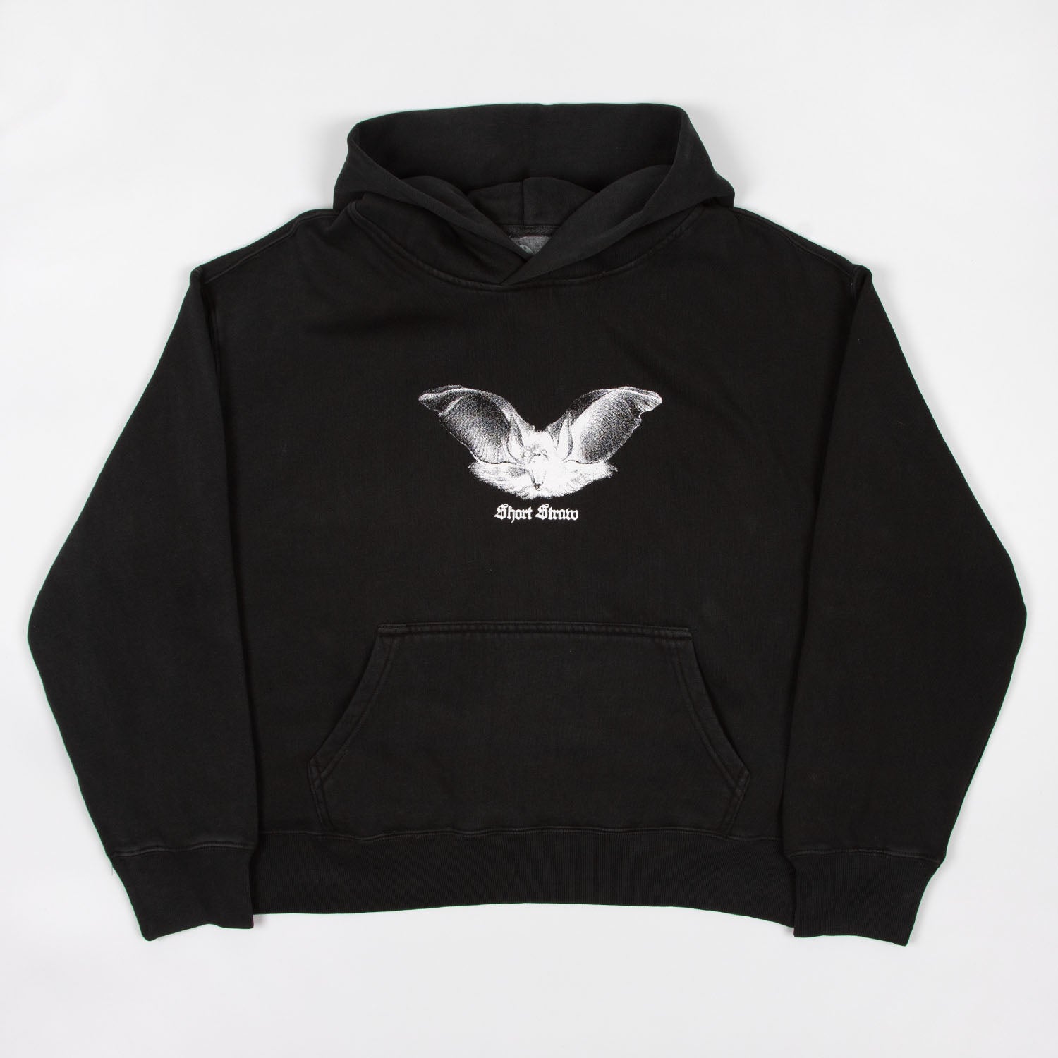 Short Straw - Bat Hooded Sweatshirt - Black / White