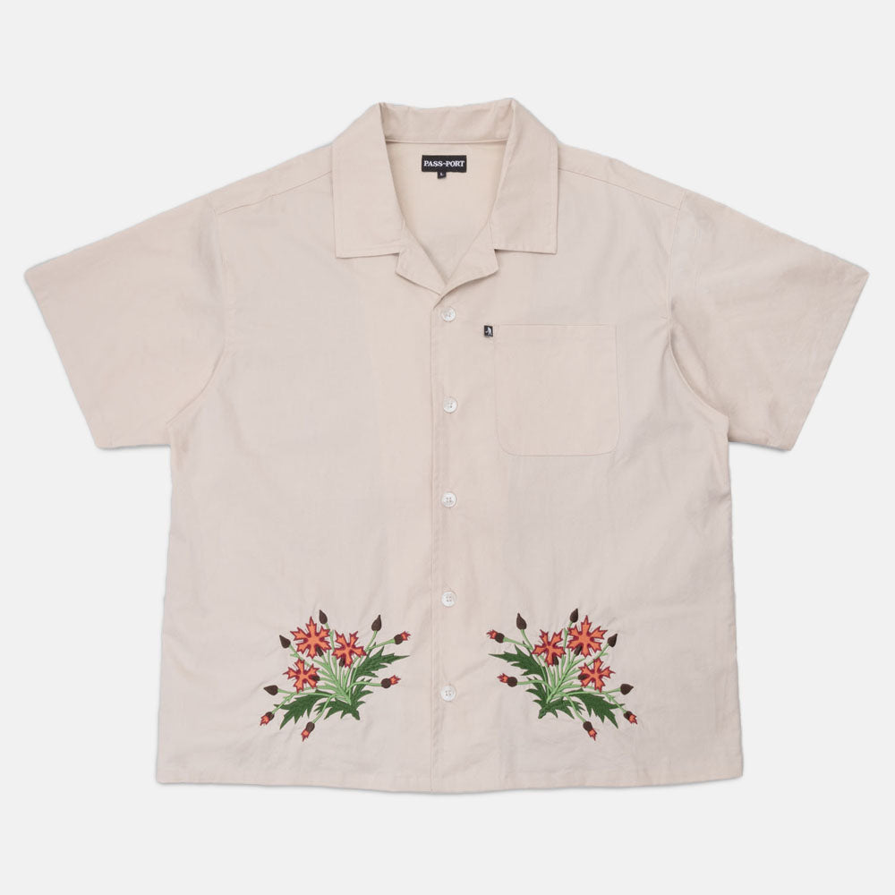 Pass Port Skateboards - Bloom Embroidered Short Sleeve Shirt - Cream