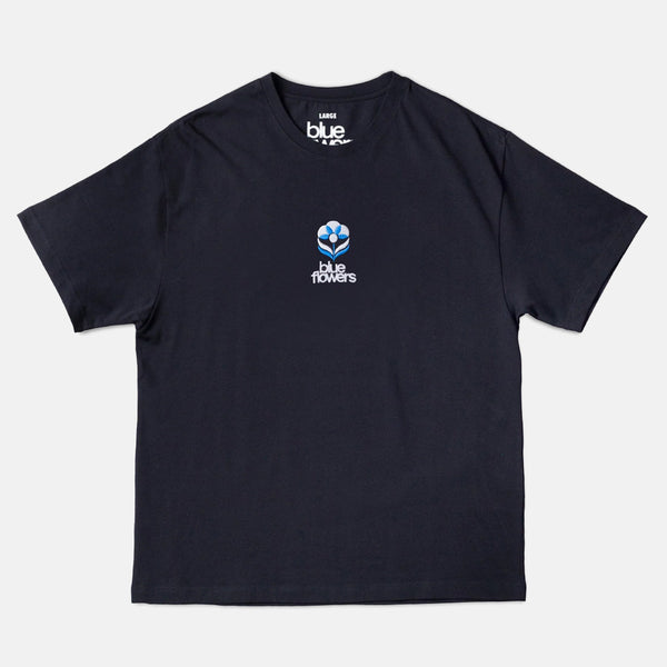 Blue Flowers - Flower T-Shirt - Black