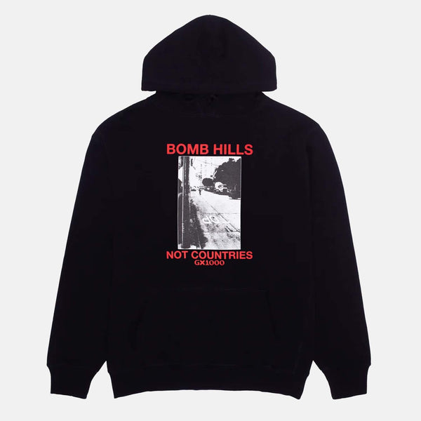 GX1000 - Bomb Hills Not Countries Pullover Hooded Sweatshirt - Black / Red