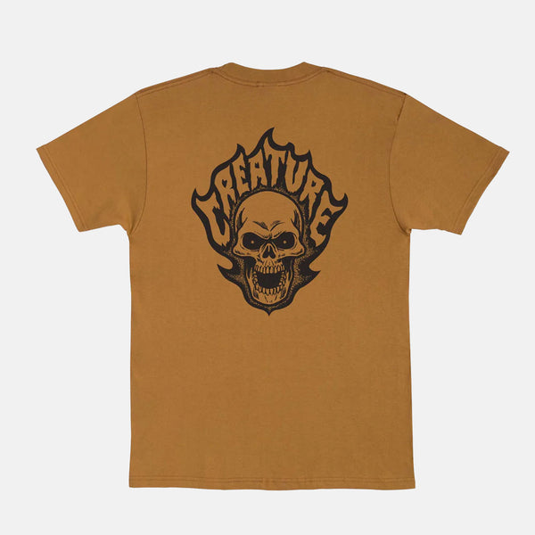 Creature Skateboards - Bonehead Flame T-Shirt - Brown Sugar