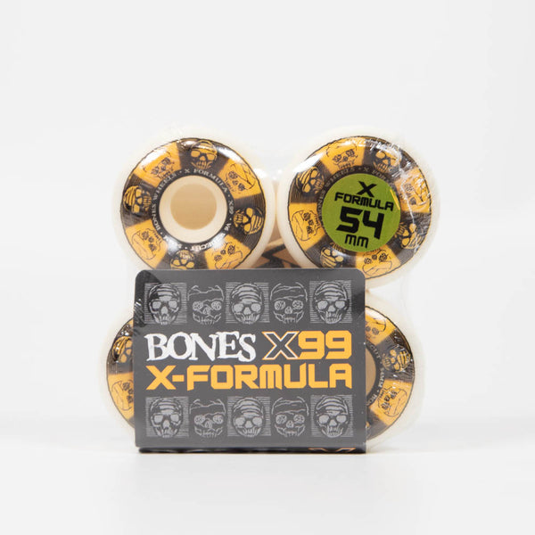Bones - 54mm (99a) X Formula V6 Wide Cut Black & Gold Skateboard Wheels