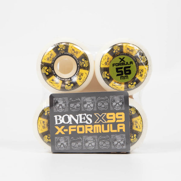 Bones - 56mm (99a) X Formula V6 Wide Cut Black & Gold Skateboard Wheels