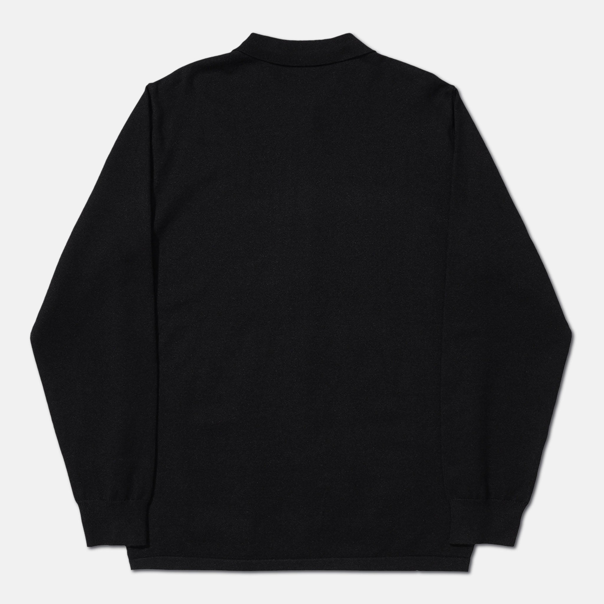 Helas - Bundy Knitted Zip Longsleeve Polo Shirt - Black Small