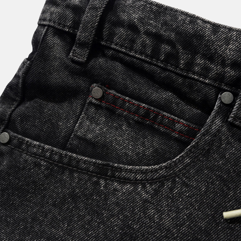 Butter Goods - Distressed Big Denim Shorts - Gun Metal