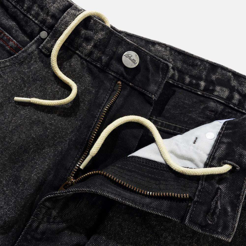 Butter Goods - Distressed Big Denim Shorts - Gun Metal