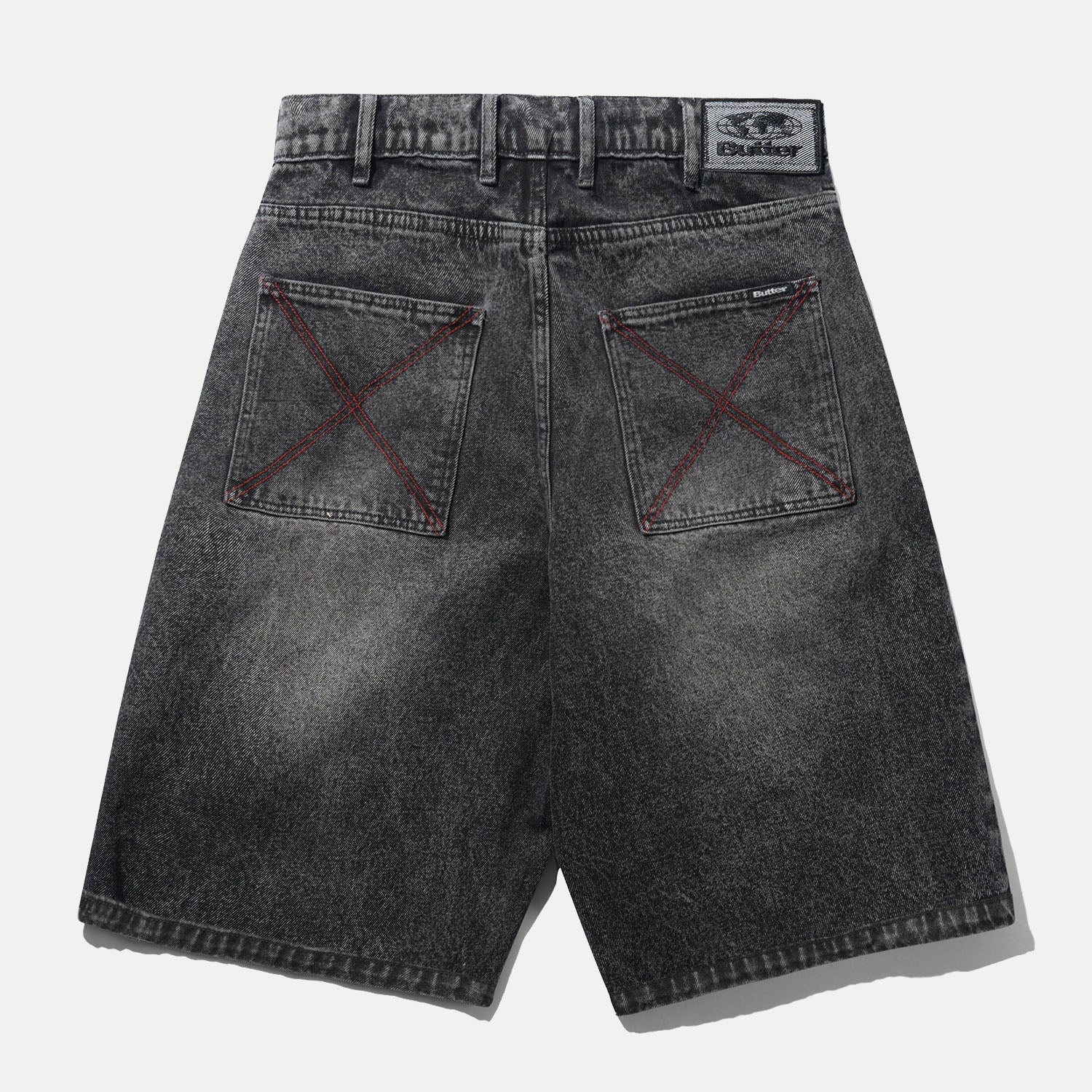 Butter Goods - Distressed Big Denim Shorts - Gun Metal