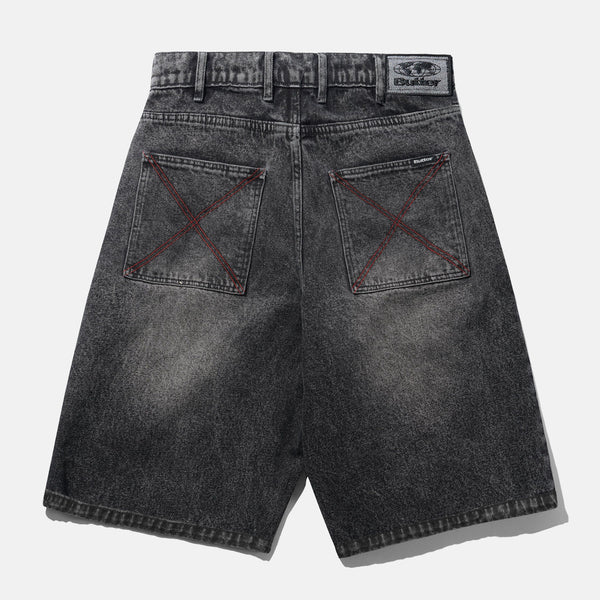 Butter Goods - Distressed Big Denim Shorts - Gun Metal