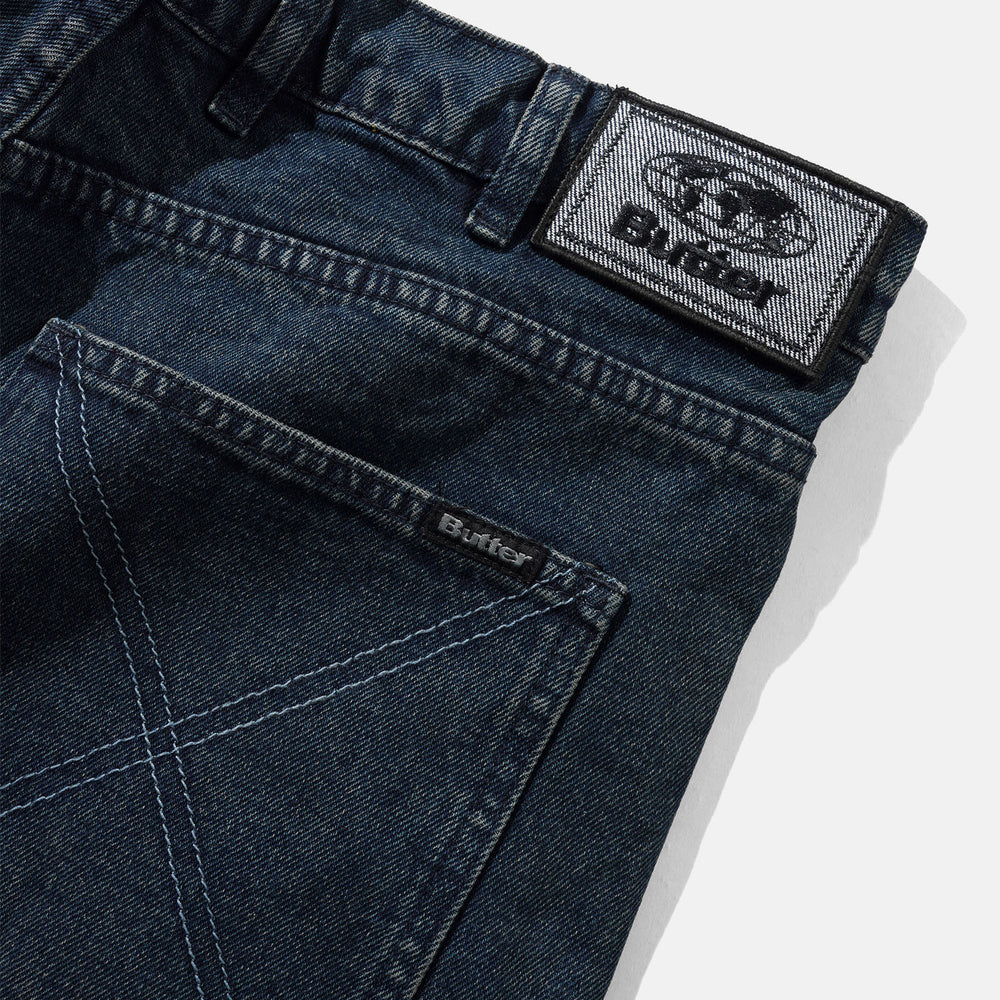 Butter Goods - Distressed Big Denim Shorts - Washed Dark Blue