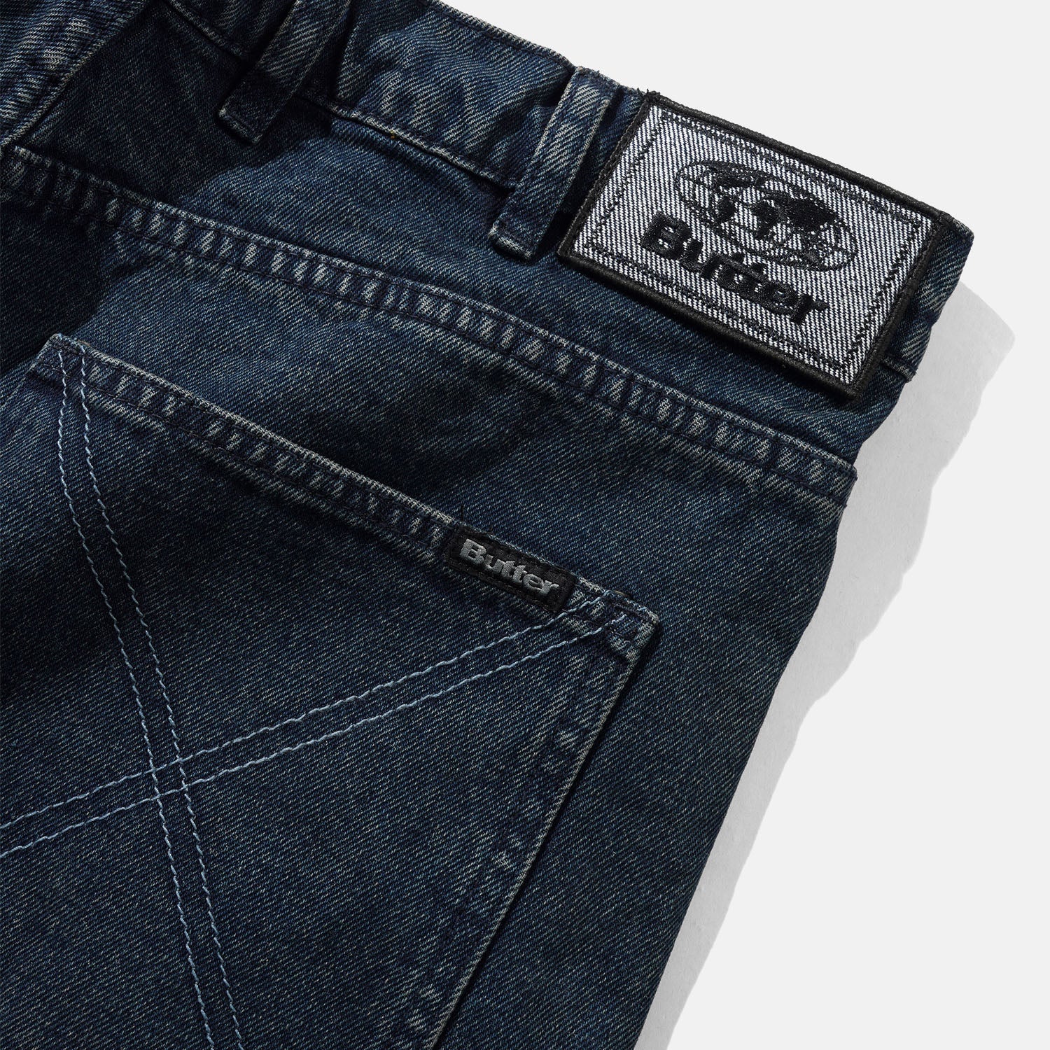 Butter Goods - Distressed Big Denim Shorts - Washed Dark Blue