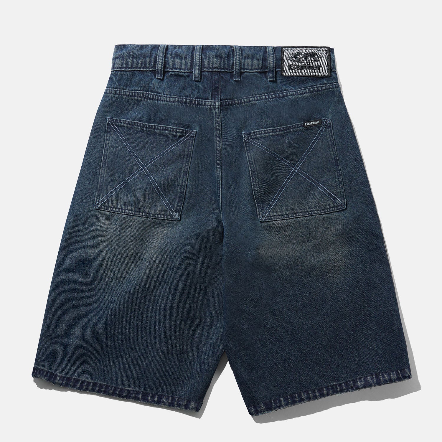 Butter Goods - Distressed Big Denim Shorts - Washed Dark Blue