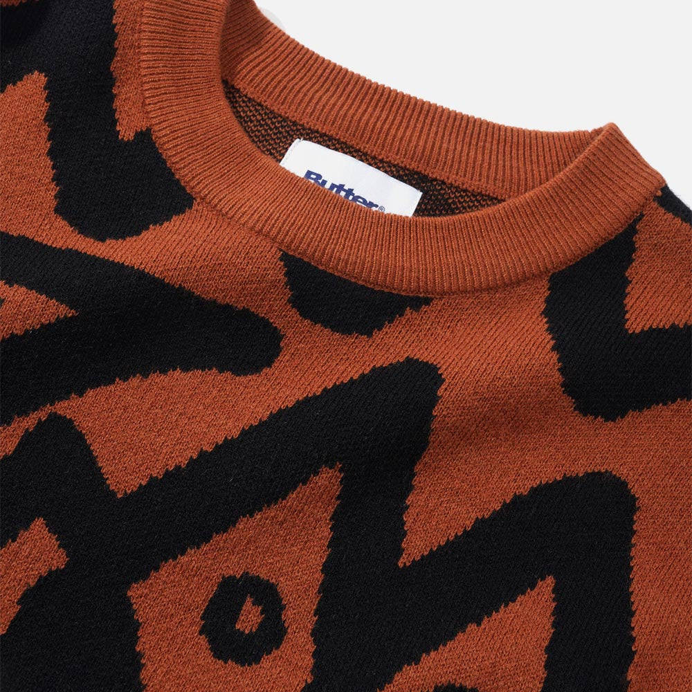 Butter Goods - Blue Note Afro Cuban Knitted Sweater - Rust