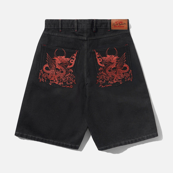 Butter Goods - Daniel Johnston Dragon Denim Shorts - Washed Black