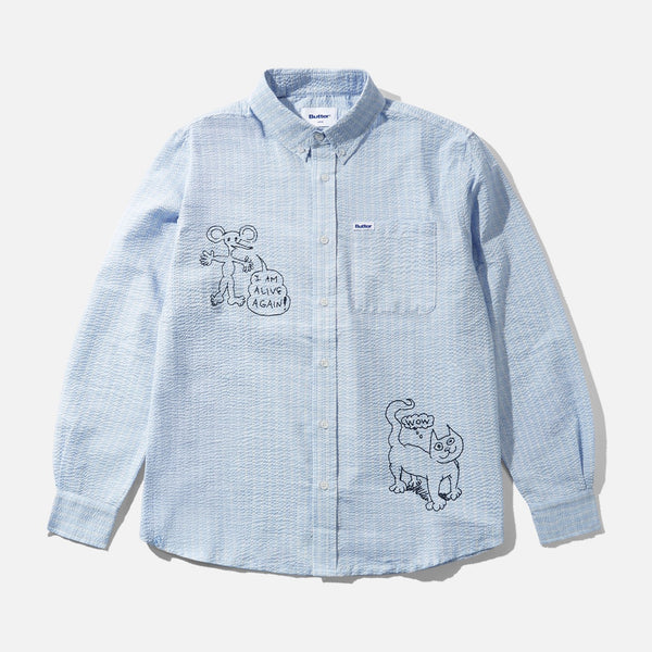Butter Goods - Daniel Johnston Alive Again Long Sleeve Shirt - Light Blue