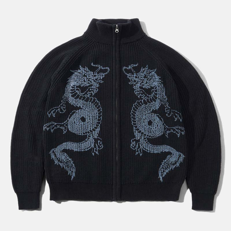 Butter Goods - Dragon Zip Knitted Sweater - Black