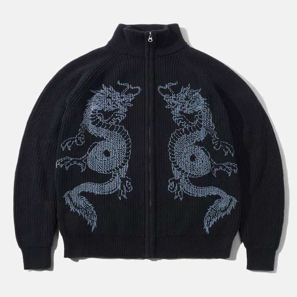 Butter Goods - Dragon Zip Knitted Sweater - Black