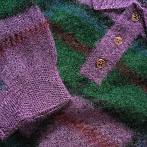 Butter Goods - Ivy Button Up Knitted Sweater - Sage / Eggplant