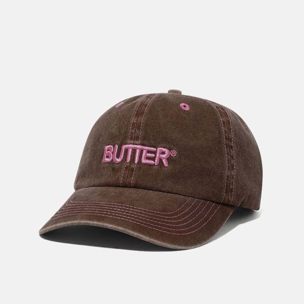 Butter Goods - Rounded Logo 6 Panel Cap - Washed Brown