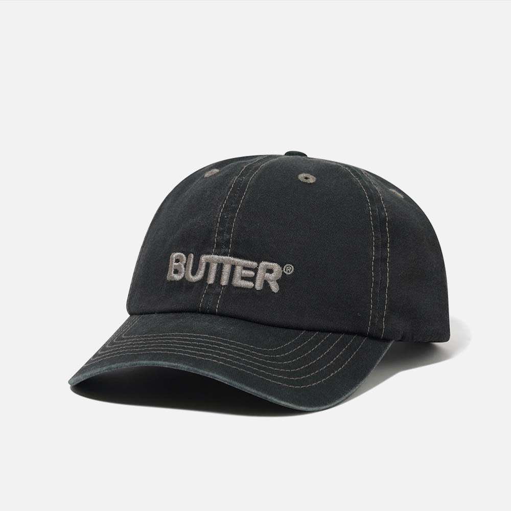 Butter Goods - Rounded Logo 6 Panel Cap - Washed Black