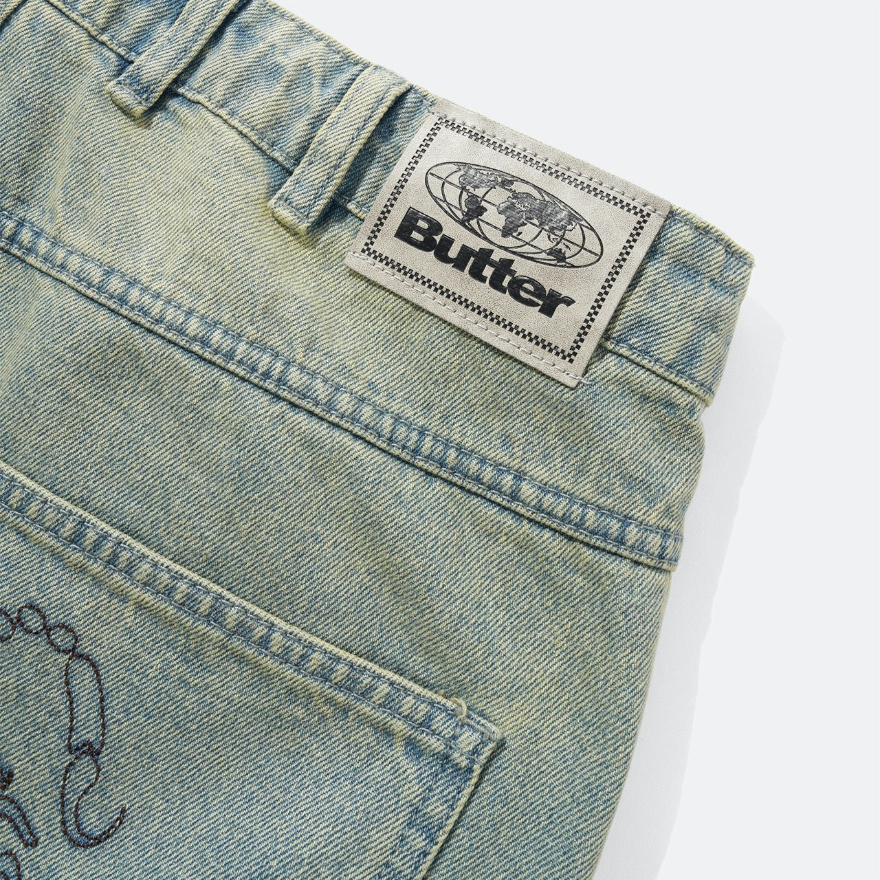Butter Goods - Scorpion Stitch Denim Shorts - Tinted Light Blue
