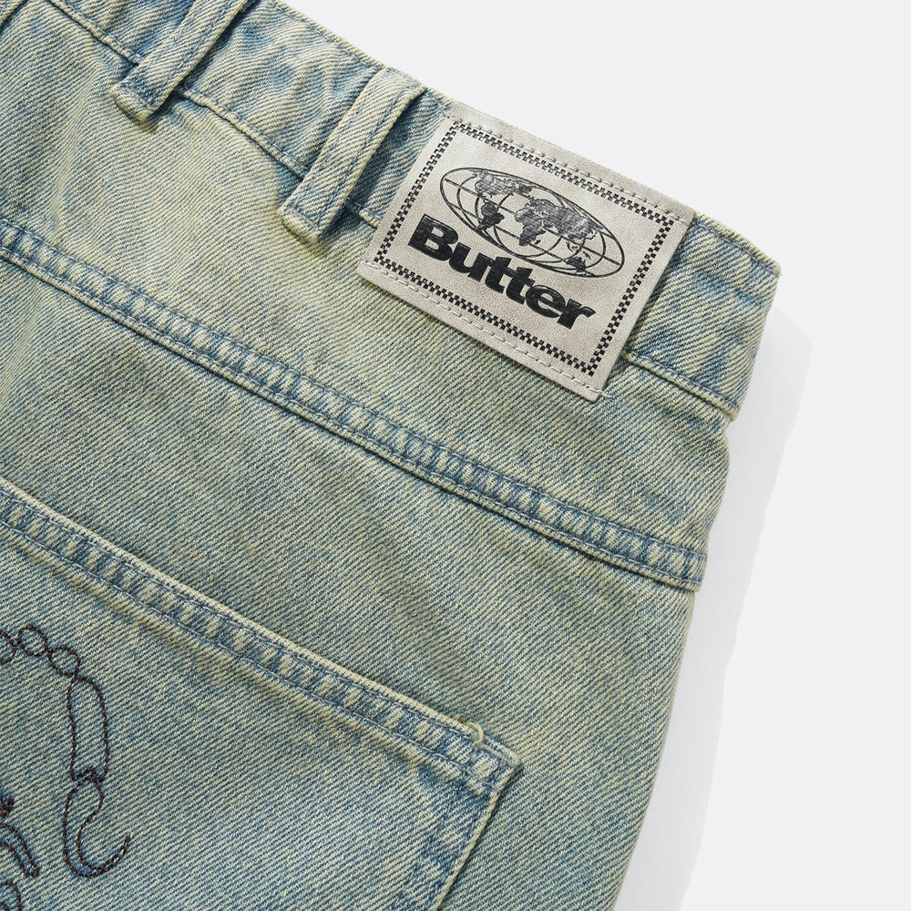 Butter Goods - Scorpion Stitch Denim Shorts - Tinted Light Blue