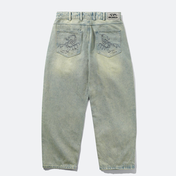 Butter Goods - Scorpion Stitch Denim Jeans - Tinted Light Blue
