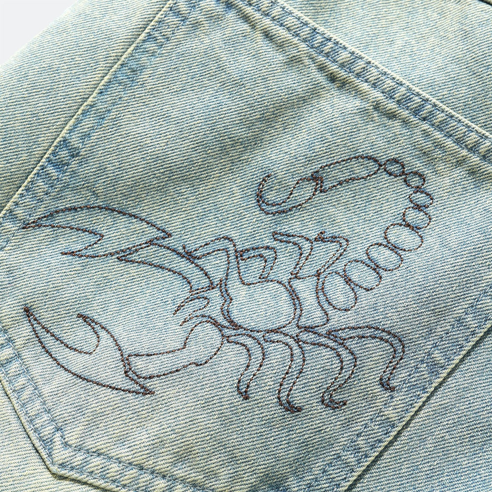 Butter Goods - Scorpion Stitch Denim Shorts - Tinted Light Blue