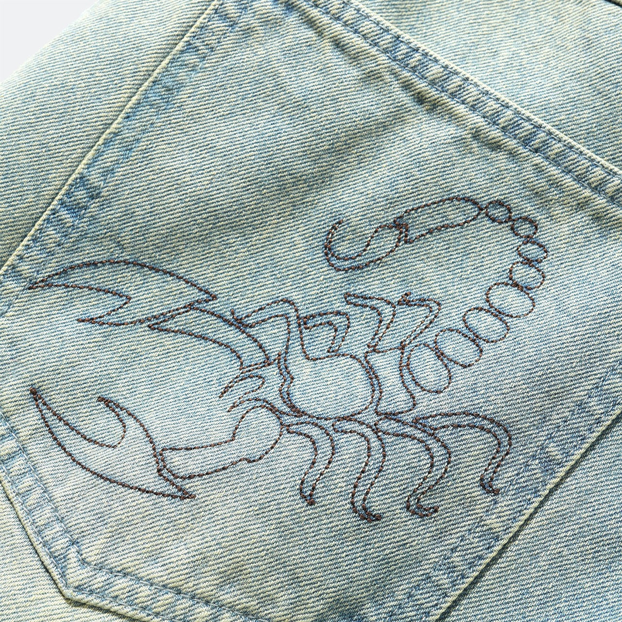 Butter Goods - Scorpion Stitch Denim Shorts - Tinted Light Blue