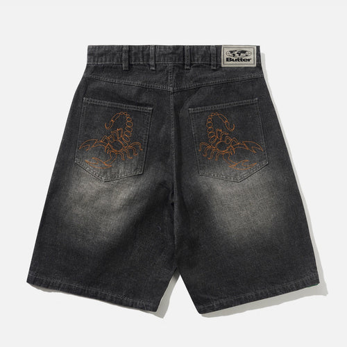 Butter Goods - Scorpion Stitch Denim Shorts - Slub Black