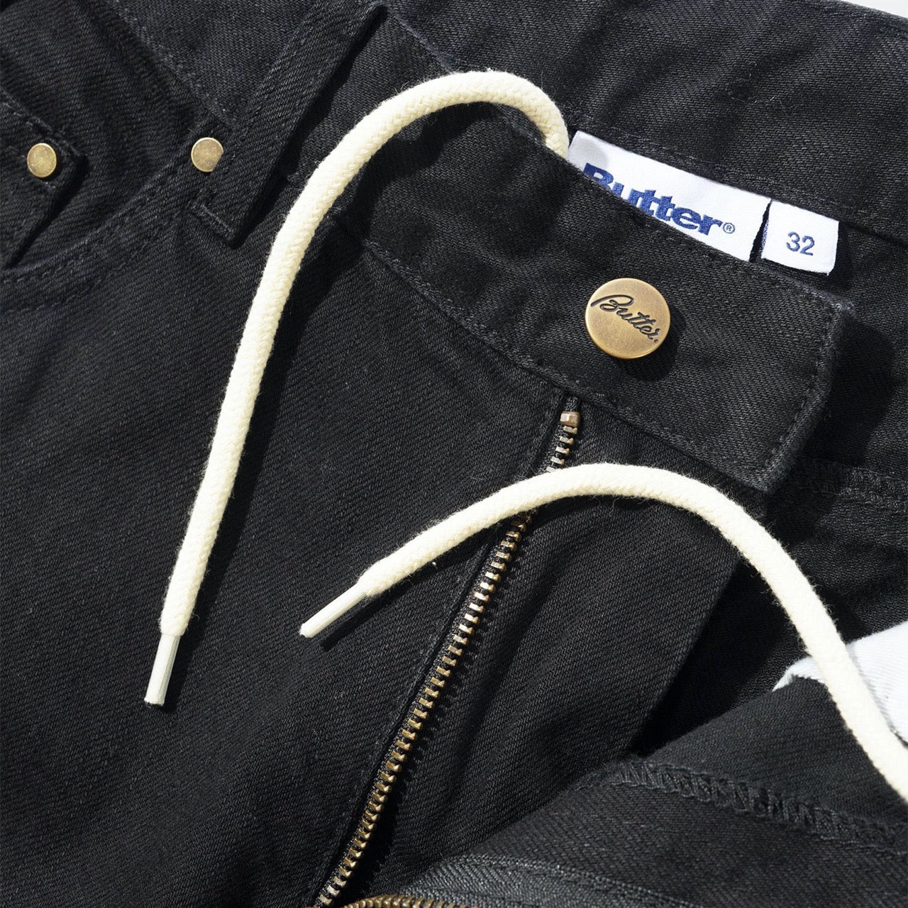 Butter Goods - Wide Cut Selvedge Denim Jeans - Flat Black