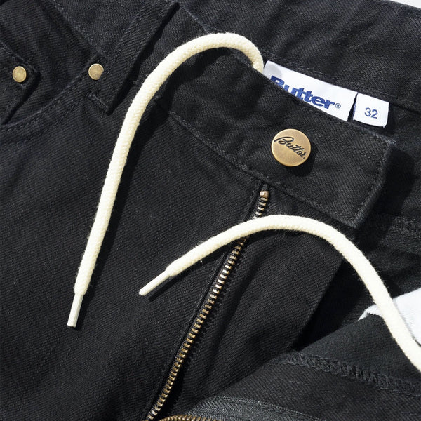 Butter Goods - Wide Cut Selvedge Denim Jeans - Flat Black