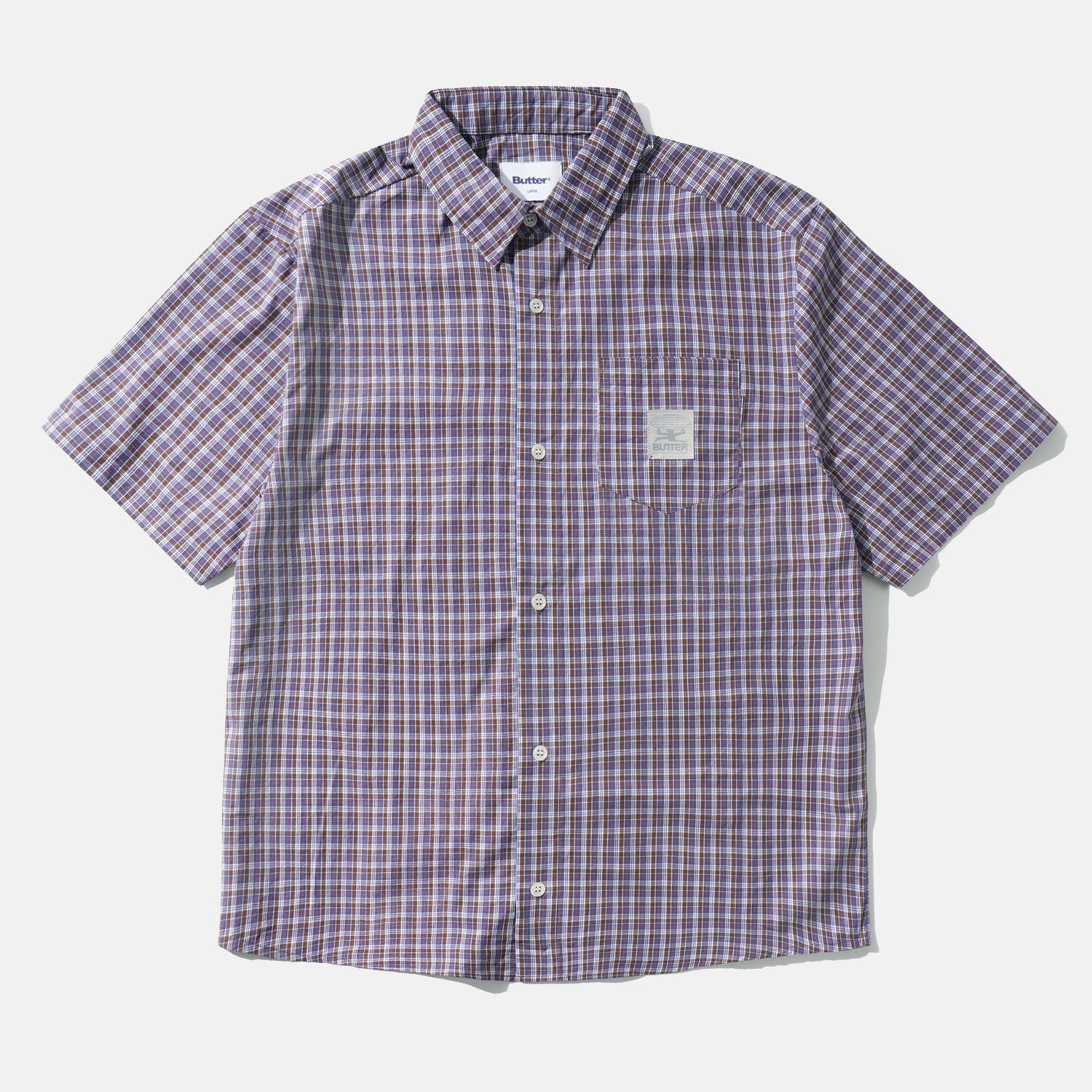 Butter Goods - Equipment Short Sleeve Shirt - Navy / Brown