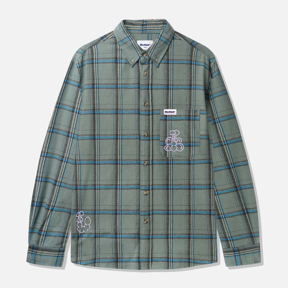 Butter Goods - Bugs Flannel Longsleeve Shirt - Sage