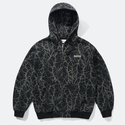 Butter Goods - Waffle Thorn Zip-Thru Hooded Sweatshirt - Black